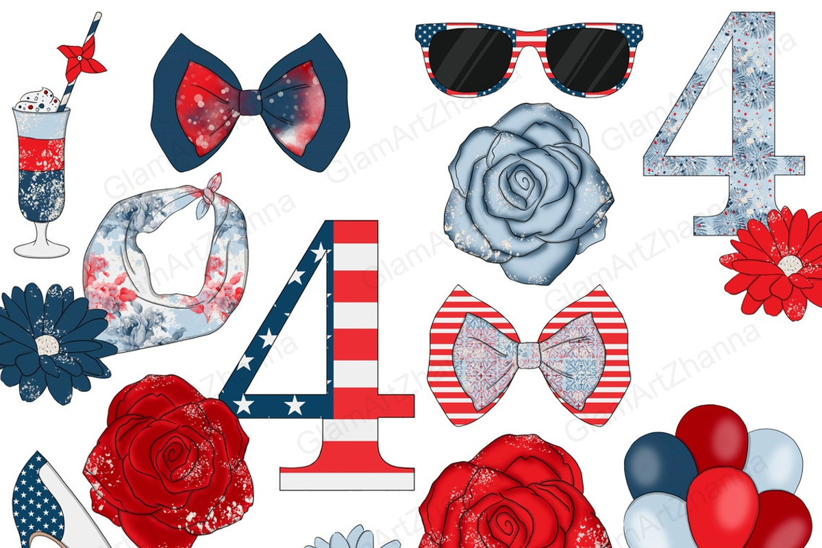 4th of July Clipart, an Illustration by GlamArtZhanna (Photo 3 of 3)