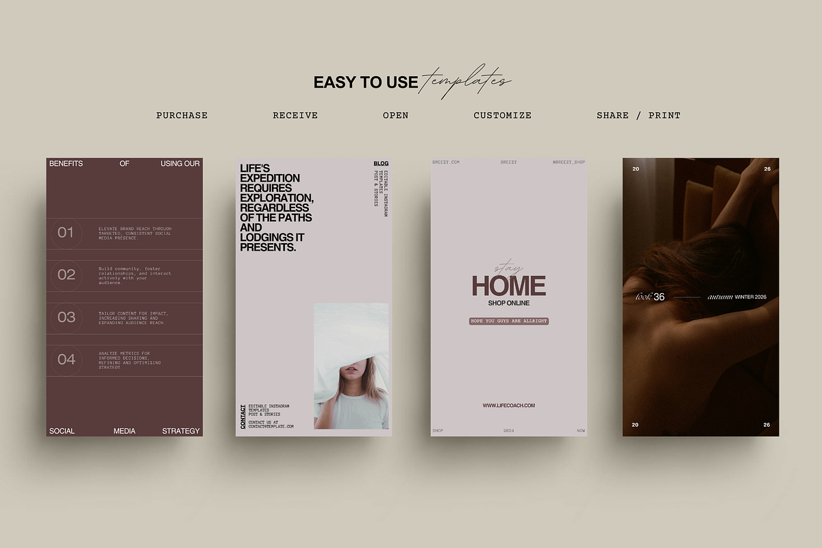 Minimal Instagram Templates CANVA, a Social Media Template by Prapti Design