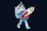 Cartoon Astronaut with Rocket, a Characters & Person 3D Model by Agor2012 shop (Thumbnail 2 of 2)