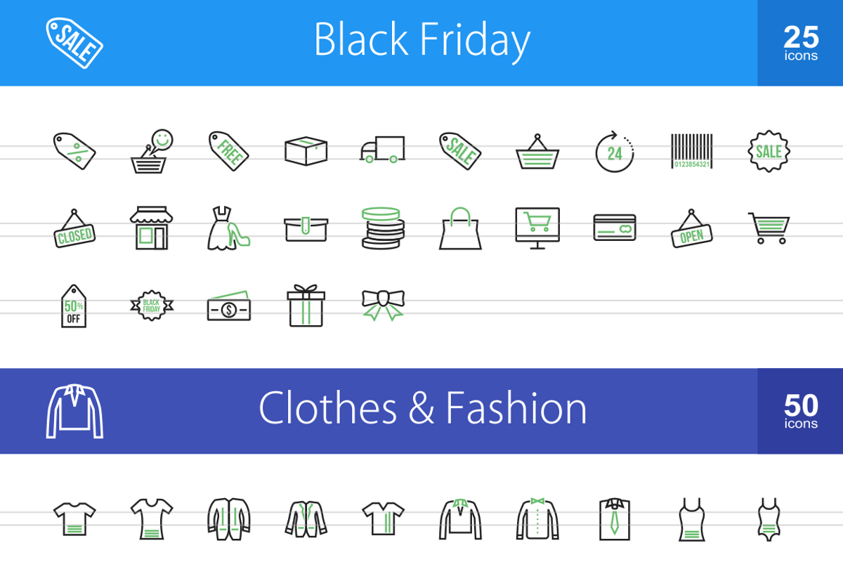 2070 Line Green & Black Icons (V1), an Outline Icon by IconBunny (Photo 3 of 4)