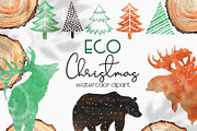 Watercolor Eco Christmas set, an Object Graphic by Ana-Sakuta (Thumbnail 1 of 10)