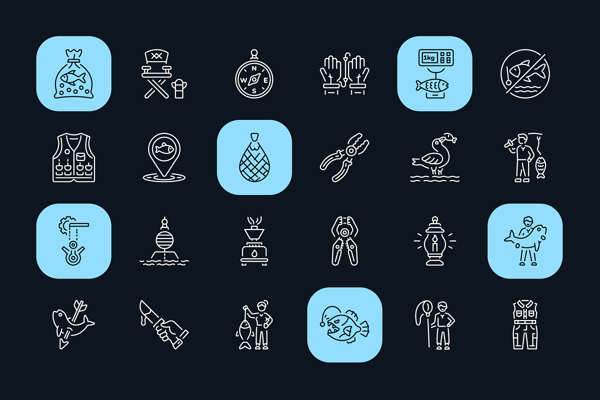 Fishing Icon Art Set, an Outline Icon by Prosymbols (Photo 6 of 8)