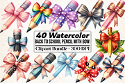 Pencil with Bow Back to School, an Illustration by DreamCafeArt (Thumbnail 1 of 5)