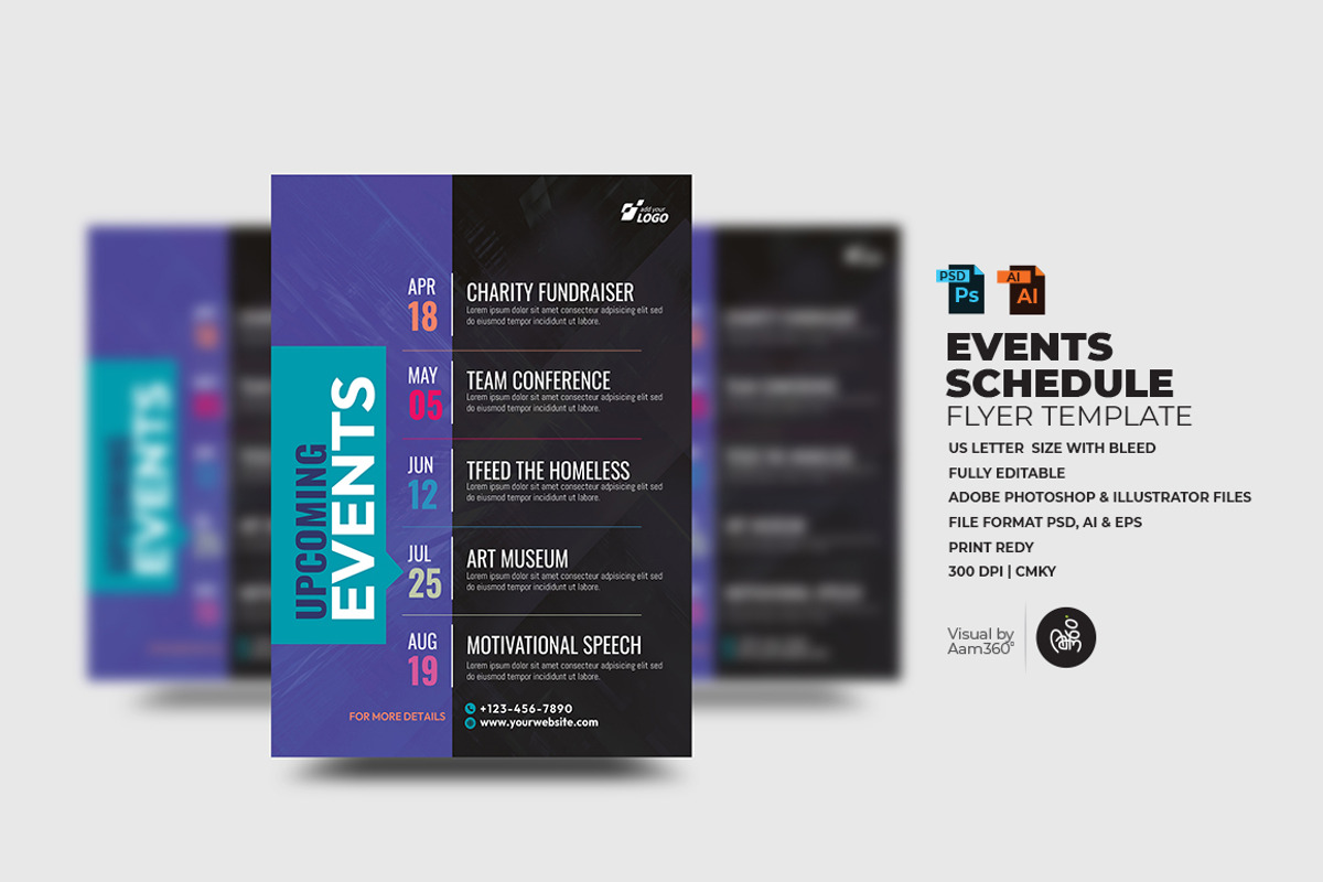 Events Schedule Flyer Template, a Flyer Template by Aam360