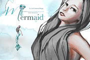 Hand-Painted Mermaid Clipart Set, a Person Illustration by ArtCreationsDesign (Thumbnail 24 of 24)