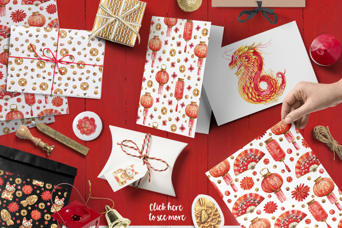 Chinese New Year, a Decorative Illustration by Watercolor by Tonia Tkach (Photo 5 of 5)