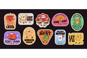 Breakfast groovy label stickers, a Food Illustration by Buch&Bee