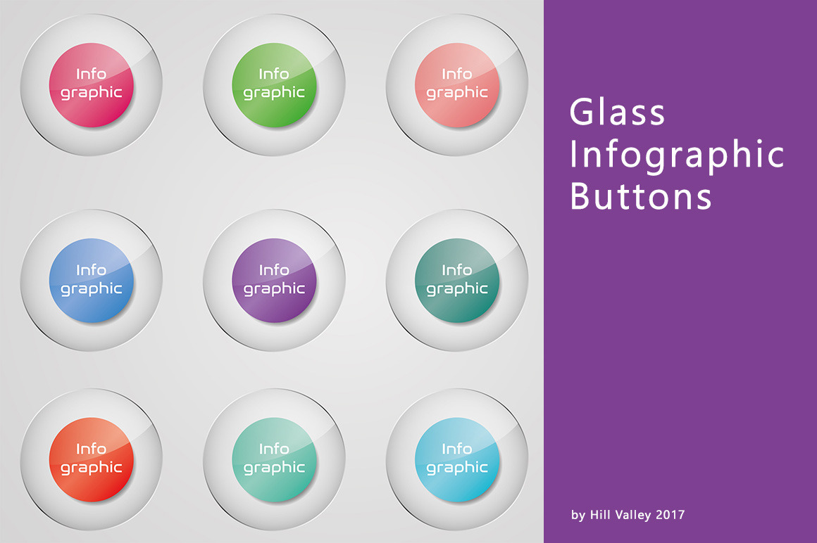 Glass infographic button in 88 color, an Object Illustration by ...