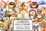 Garden Pals Watercolor Clipart, an Illustration by Libby Wishes (Thumbnail 1 of 7)