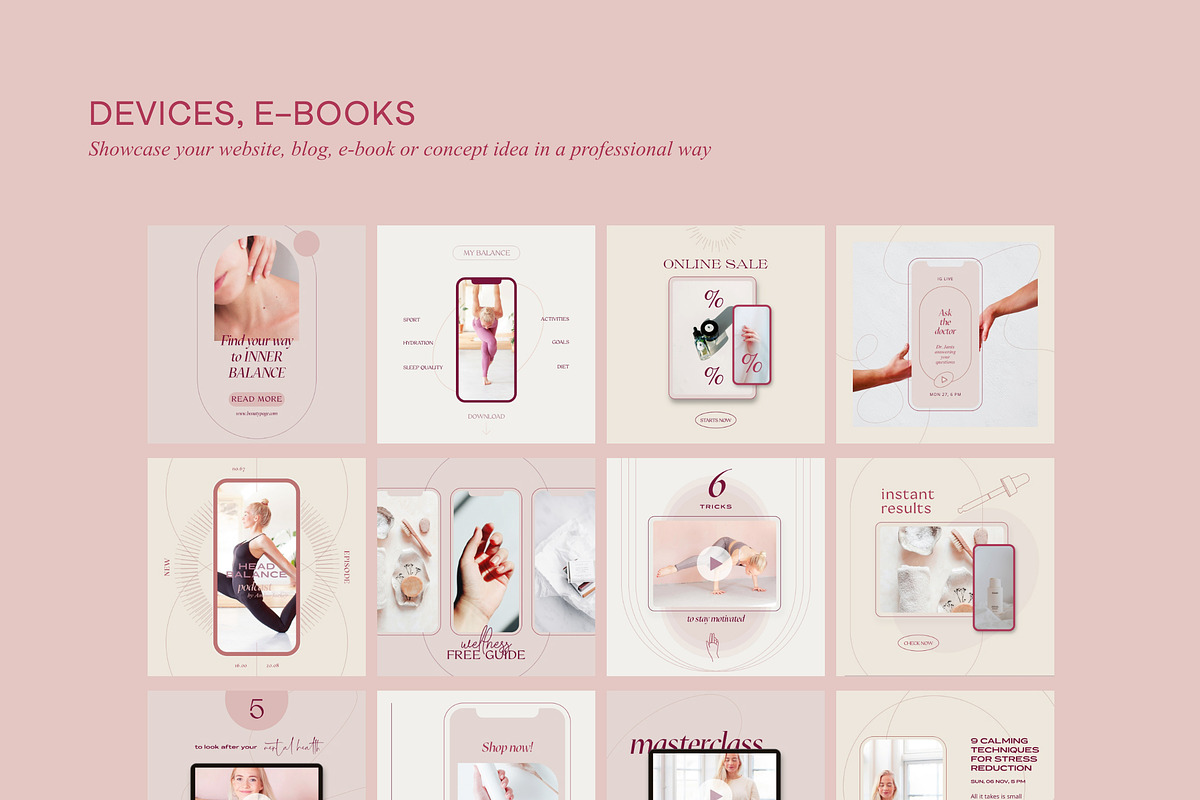 Wellness Social Media Kit CANVA PS, a Social Media Template by Sparrow & Snow (Photo 8 of 26)
