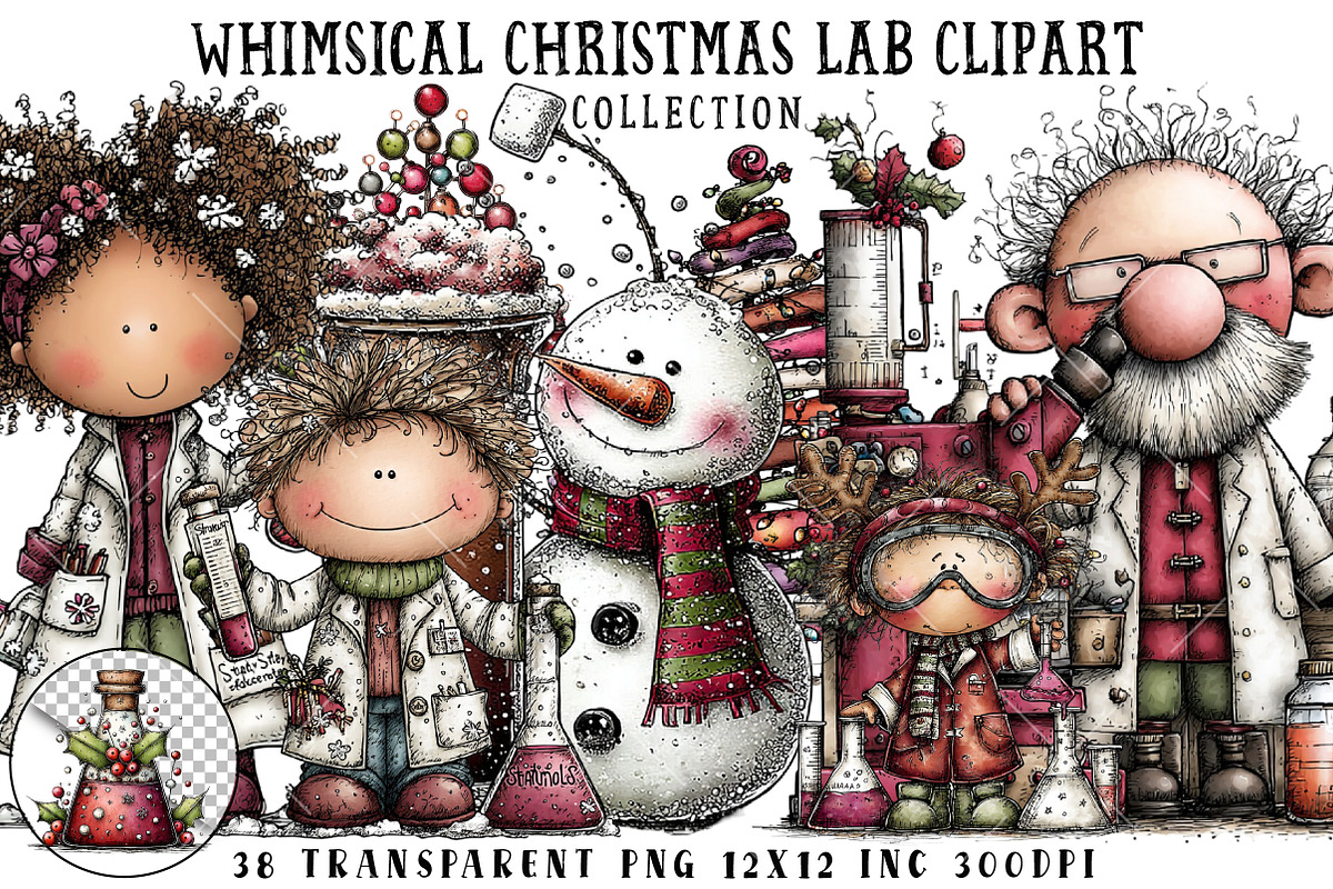 Whimsical Christmas Lab Clipart, an Illustration by OK Design (Photo 1 of 6)