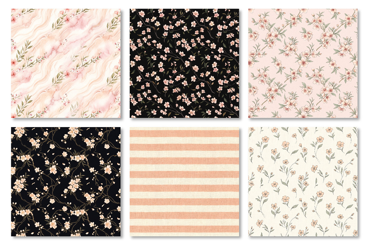 Peach Blossom Floral Digital Paper, a Texture Graphic by Dream Creation (Photo 5 of 6)