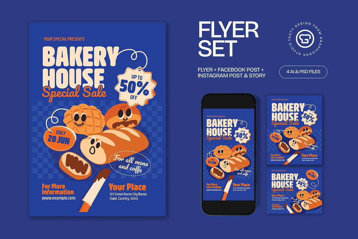 Quirky Bakery Store Flyer Set