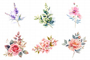 Floral Watercolor Set, Flowers, Leav, an Illustration by Daily.Designs (Thumbnail 3 of 7)