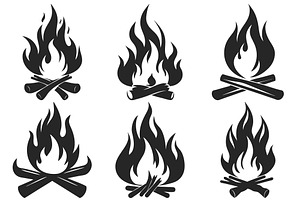 Bonfires with Fire Logs Vector, an Object Graphic by Billah Hub