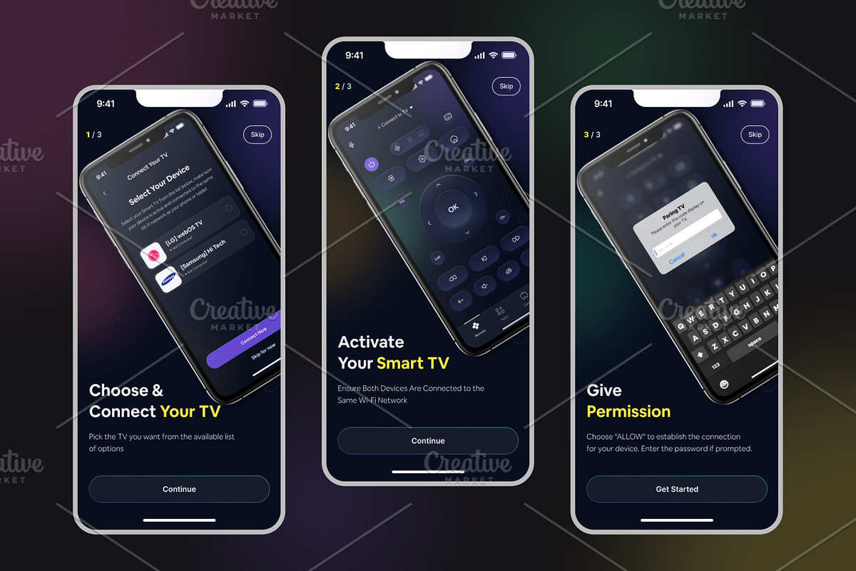 Universal TV Remote Dark Theme Kit, an App Template by DesignBox (Photo 2 of 3)
