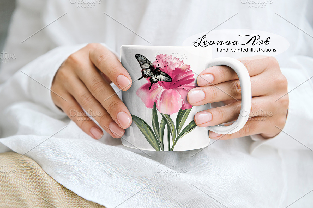 Peonies with Butterflies, an Illustration by Leonaa art (Photo 10 of 10)