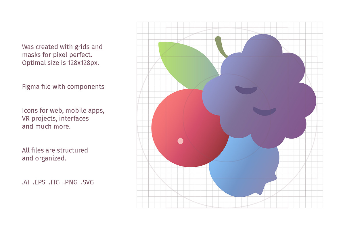 Fruits flavors gradient iconset, an Icon by LAFS (Photo 2 of 3)