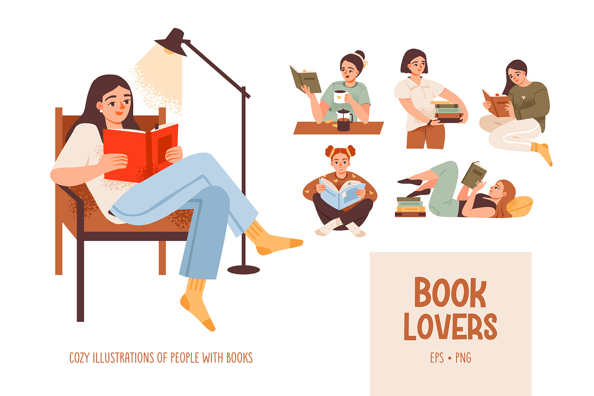 Booklovers | People with books, a Person Illustration by vik.stock (Photo 1 of 6)