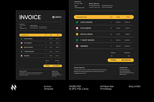 Black Modern Invoice, a Stationery Template by Neermana