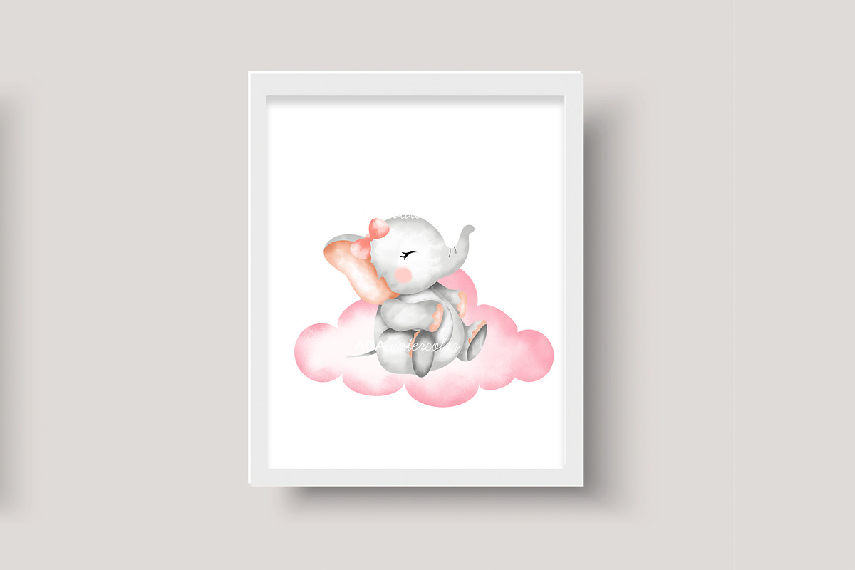 Cute Baby Elephant Clipart, an Illustration by ABAwatercolor (Photo 4 of 4)