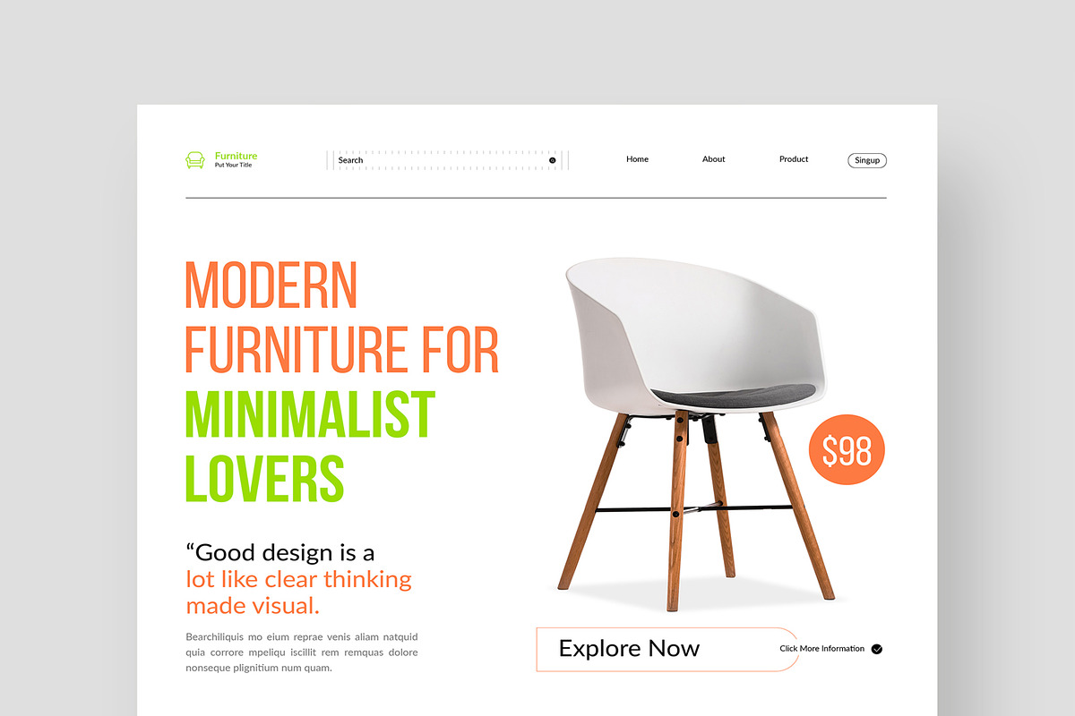 Interior Furniture Agency Landing Pa, an UI Kit Template by CreativeShaper (Photo 2 of 6)