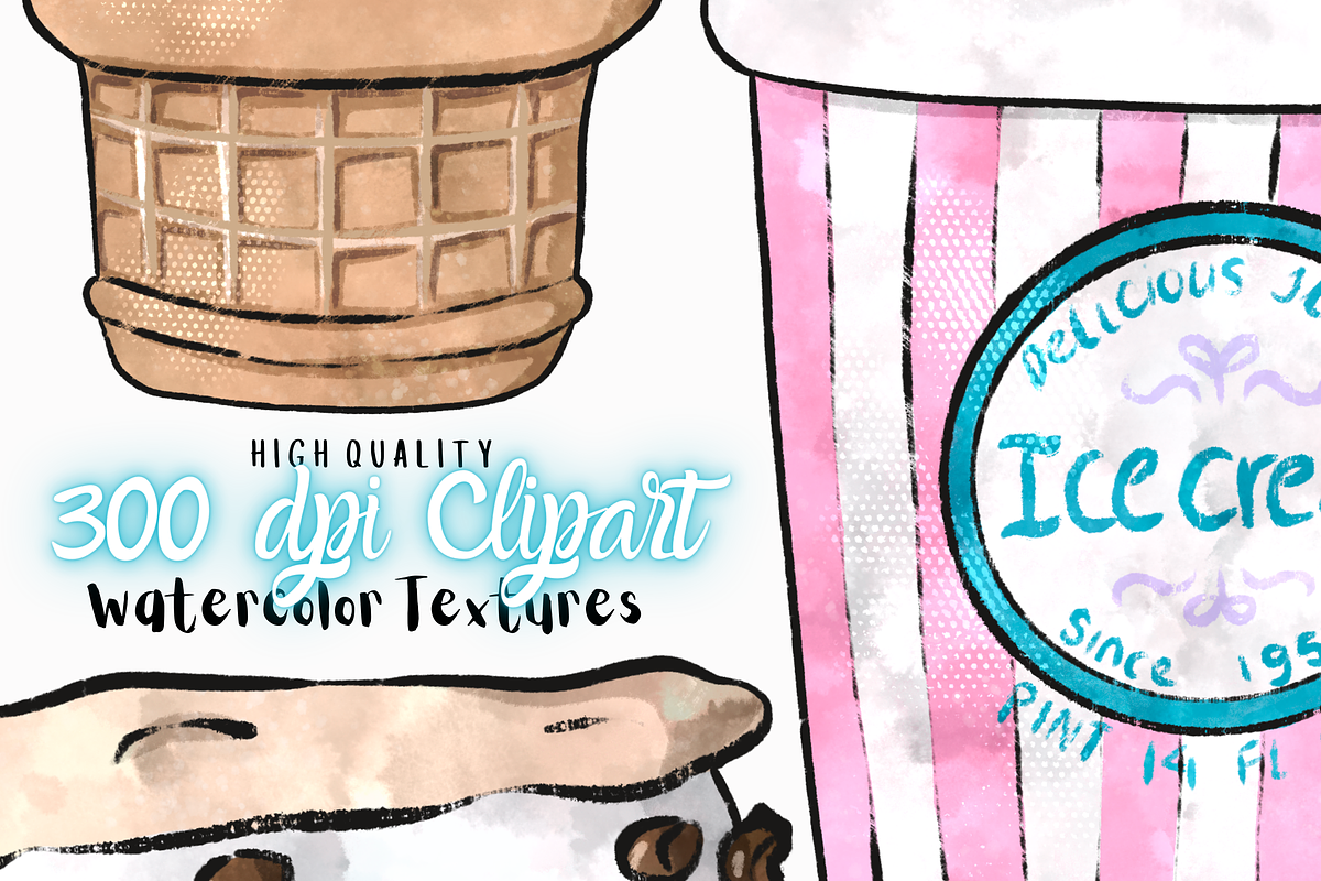 Watercolor Gelato Ice Cream Clipart, a Food Illustration by Lenninator Digital (Photo 9 of 9)