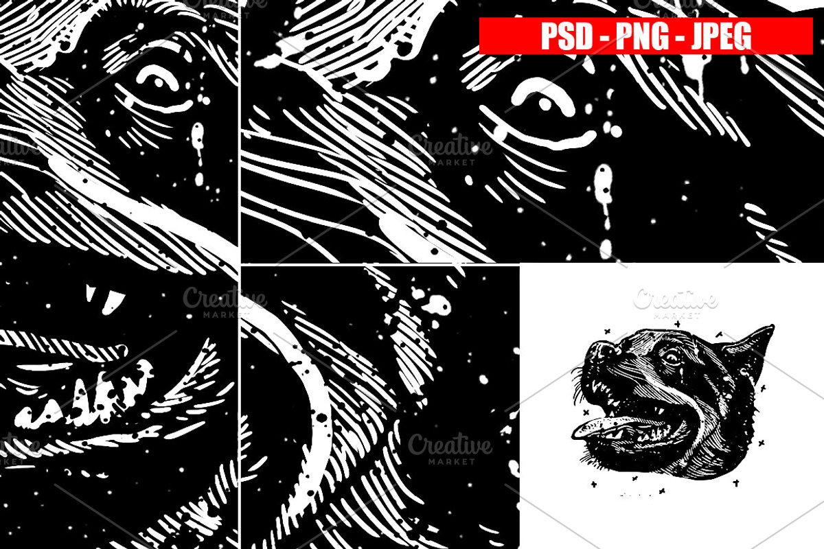 Dogs Collection Black and White Art, an Animal Illustration by Design by sebrodbrick (Photo 14 of 22)