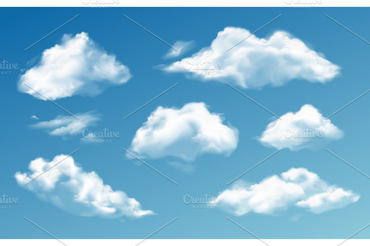 Realistic clouds. White 3d, an Illustration by Frogella