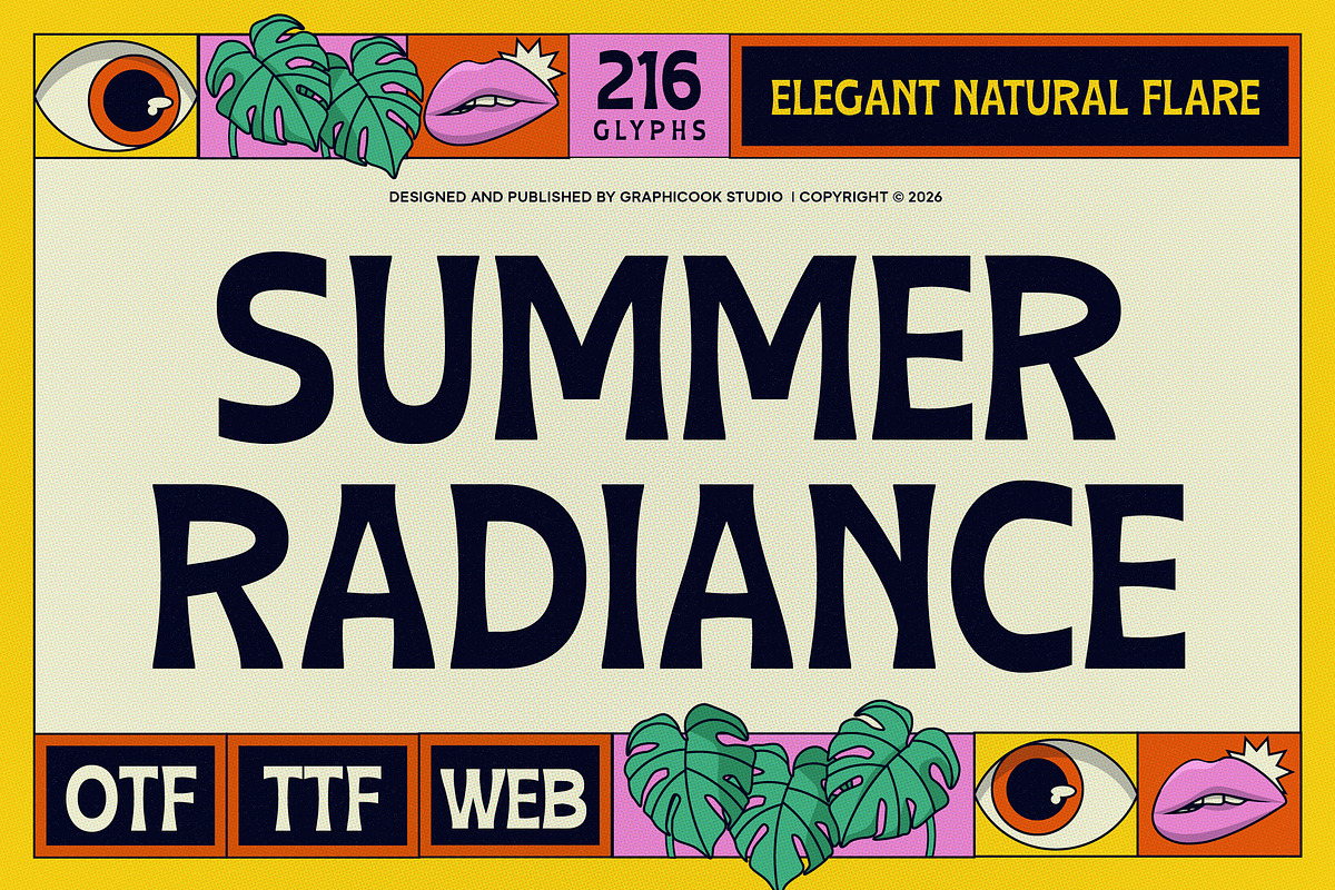 Summer Radiance, a Sans Serif Font by graphicook (Photo 1 of 10)