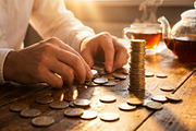 Hands counting coins on table, a Business Photo by nandinigraphics (Thumbnail 1 of 2)