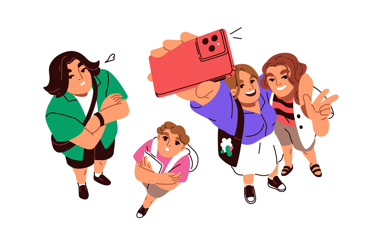 Students looking up, top view set, a Person Illustration by Good Studio (Photo 2 of 4)