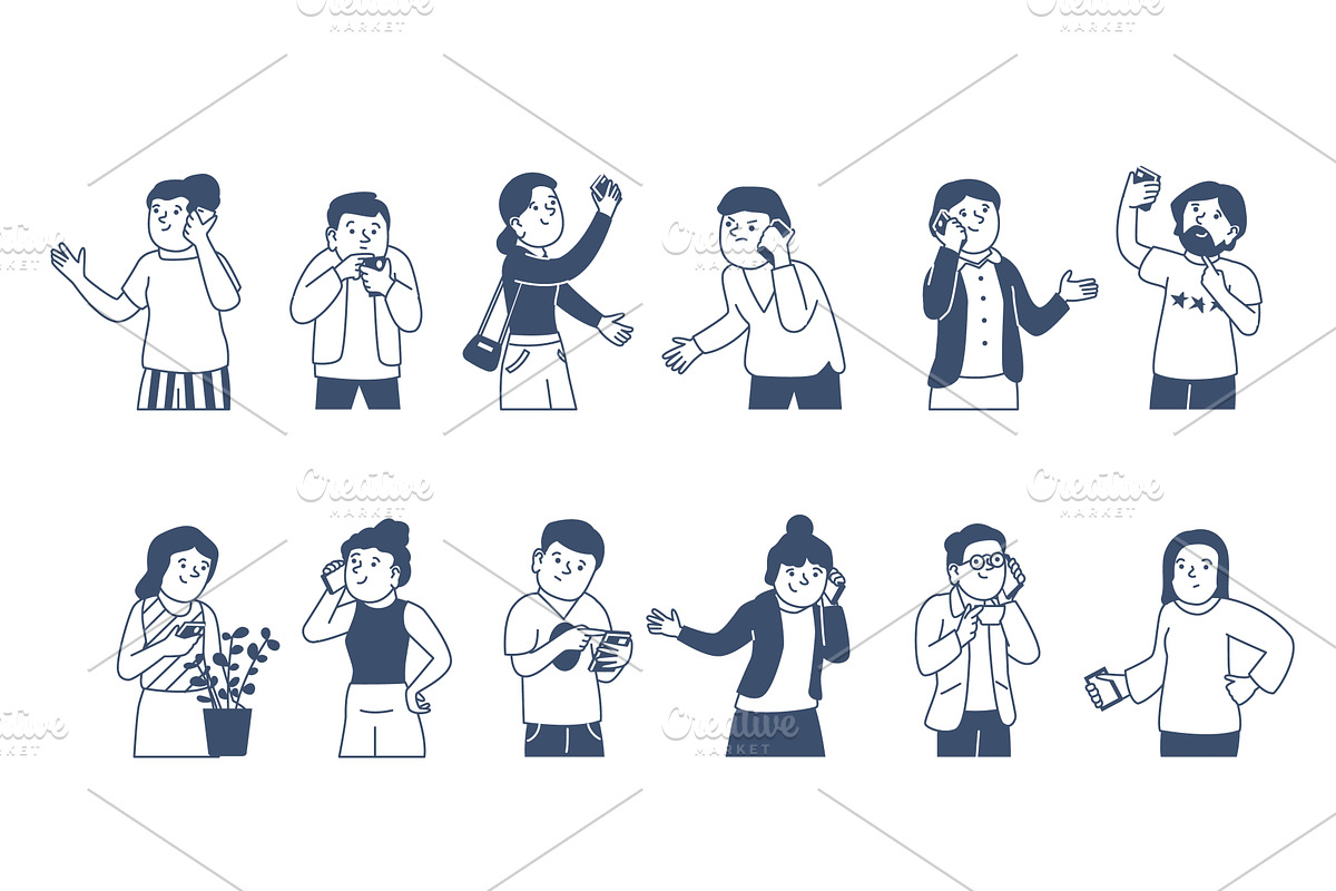 People using smartphones. Different, a Person Illustration by LadadikArt