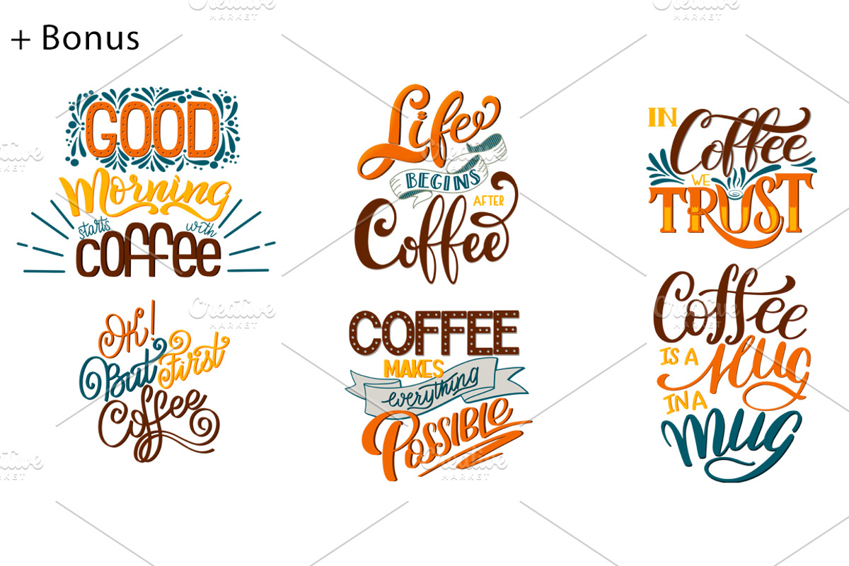 Coffee Quotes Lettering Set, a Decorative Illustration by Kandella's Art (Photo 8 of 9)