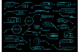 HUD display screen, info boxes, a Templates & Theme by Vector Tradition