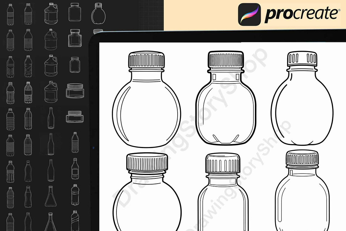 100 Procreate Bottle Brush Stamps, a Brush Add-On by DrawingStoryShop (Photo 2 of 6)