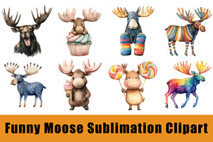 Funny Moose Sublimation Clipart, a Graphic by CitraGraphics