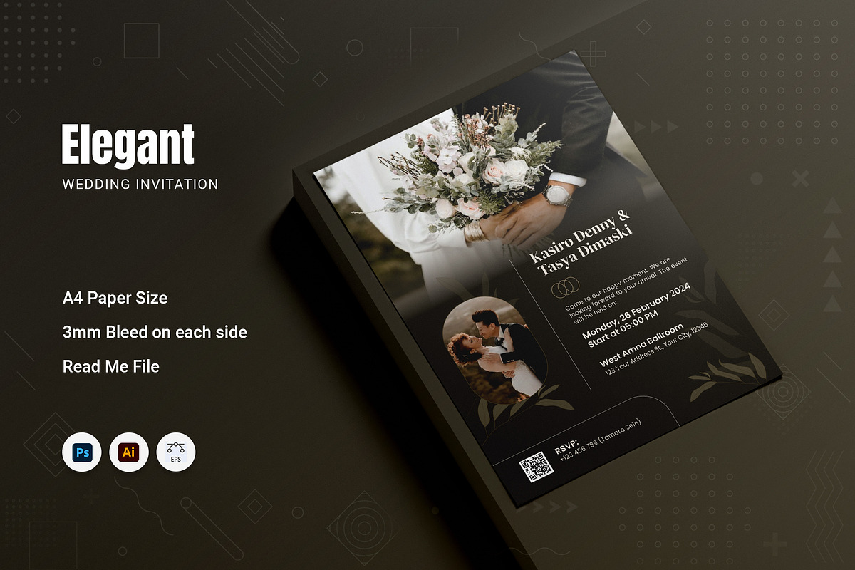 Elegant Creative Wedding Invitation, an Invitation Template by Fannan Studio (Photo 1 of 2)
