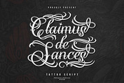 Claimus de Sances | Tattoo Script, a Script Font by Denustudios (Thumbnail 1 of 14)