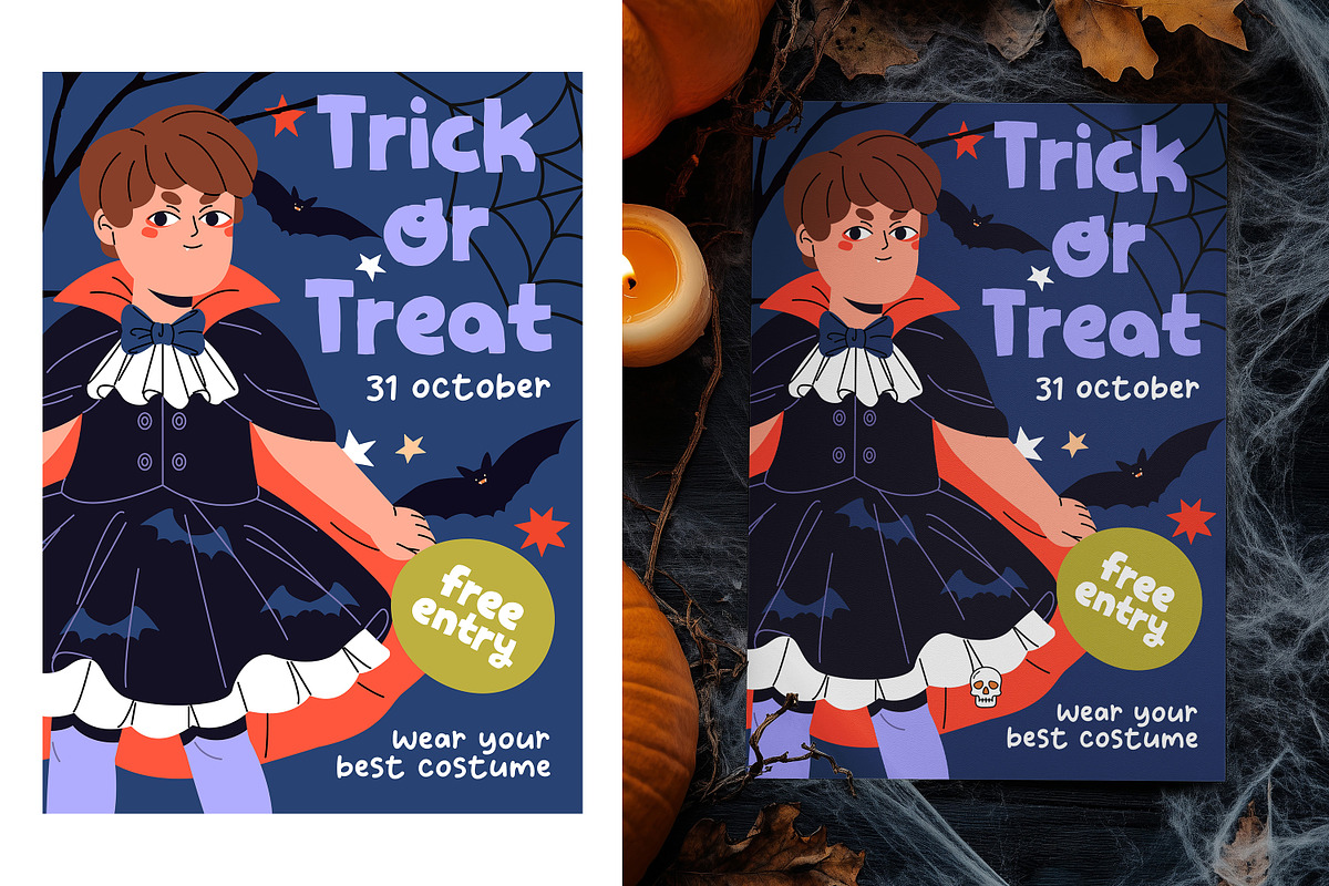 Halloween kids set, banner, posters, a Person Illustration by PaperTrident (Photo 7 of 7)