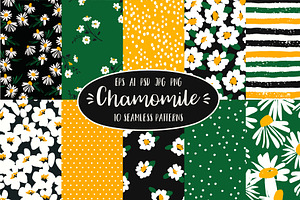 Chamomile. 10 Seamless Patterns