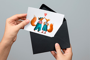 Cute Fox Family - Clip Art Set