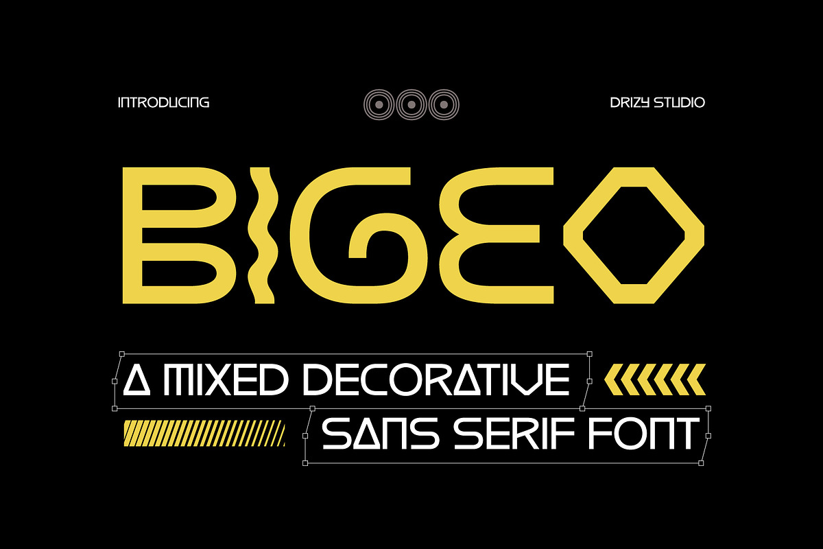 Bigeo – Mixed Decorative Sans Serif, a Sans Serif Font by Drizy (Photo 1 of 10)