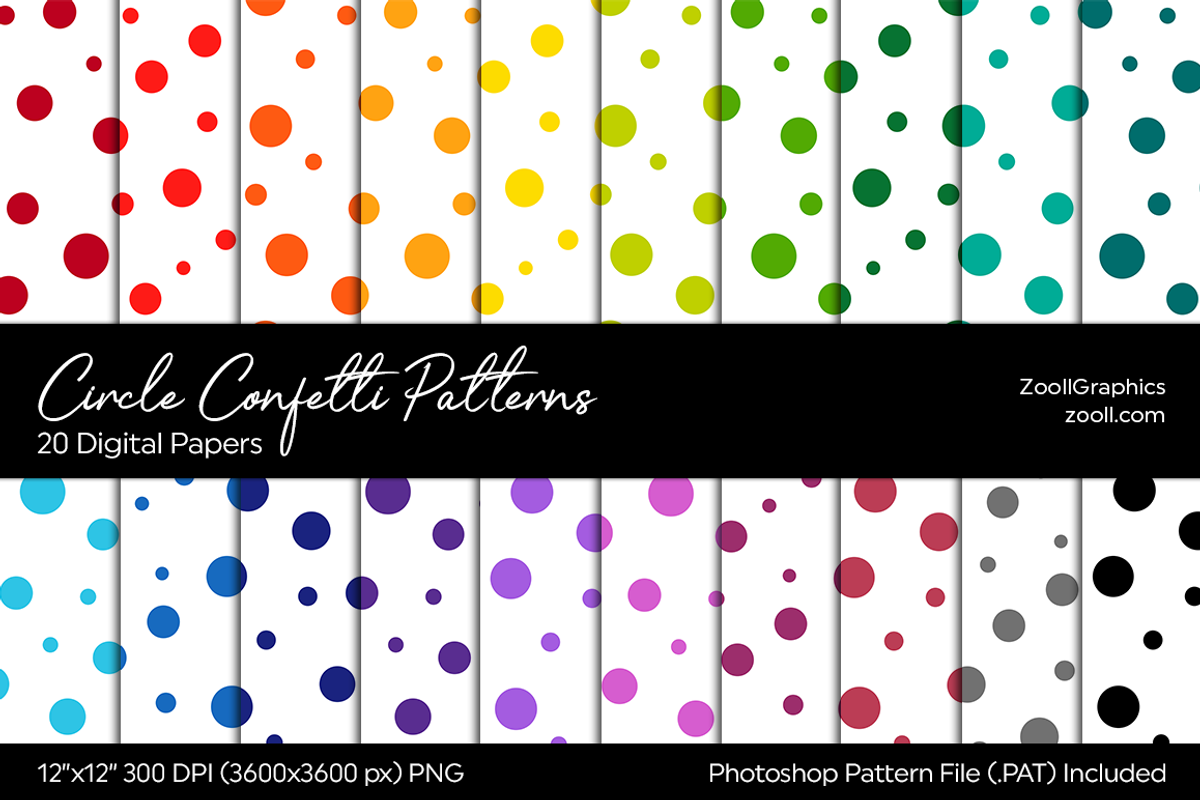 Circle Confetti Digital Papers, a Pattern Graphic by ZoollGraphics