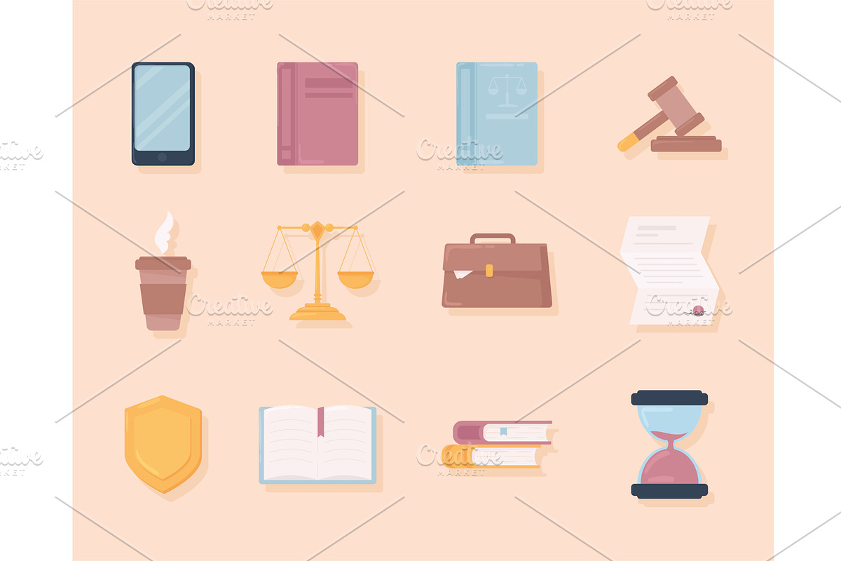 law and justice icons, an Object Illustration by studiogstock