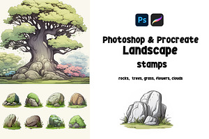 Landscape Procreate Photoshop stamps