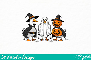Boo Ghost Goose Png, an Illustration by Watercolor design