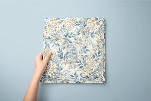 Blue And Gold Botanical Pattern