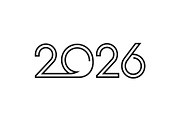 2026 New Year Line Art Bundle, an Illustration by hafijul (Thumbnail 2 of 11)