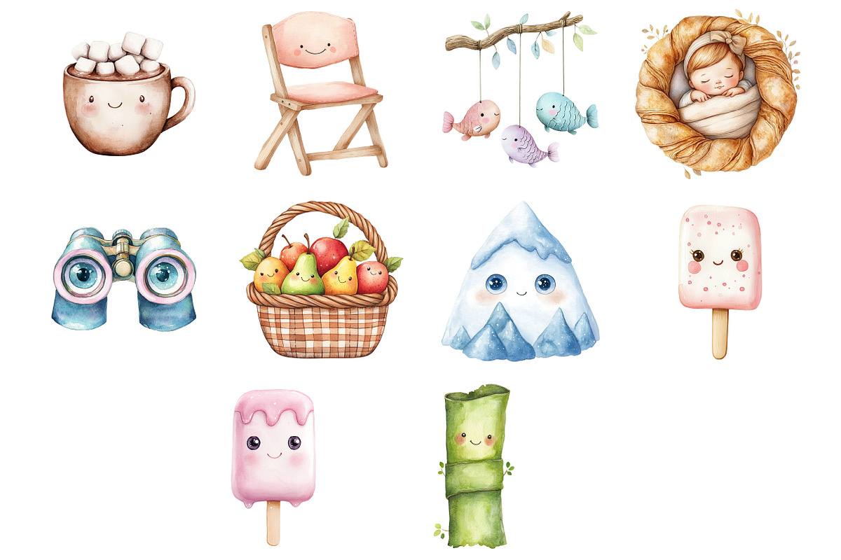 Kawaii Camping Clipart, a Seasonal Illustration by CitraGraphics (Photo 3 of 5)